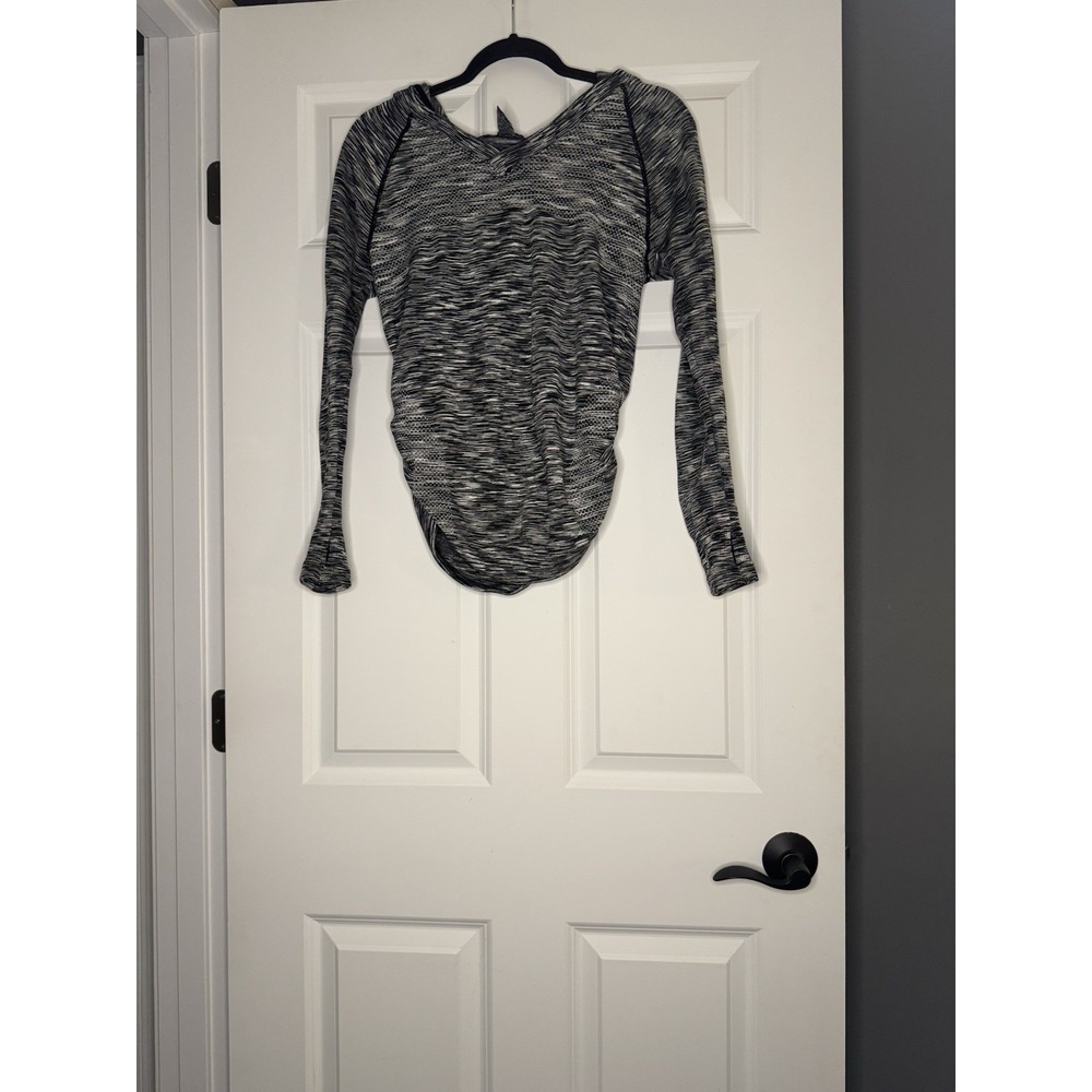 Emma's Expression Active Long Sleeve Ruched Sides Hooded Top Medium
